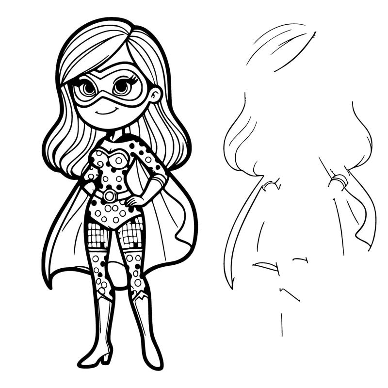 a super hero girl in a tight polka dot suit