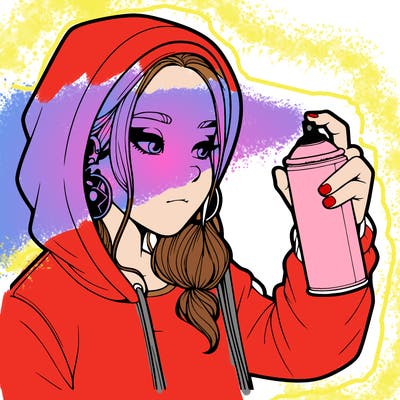 a realistic girl, spray painting