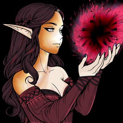 realistic elf girl doing magic