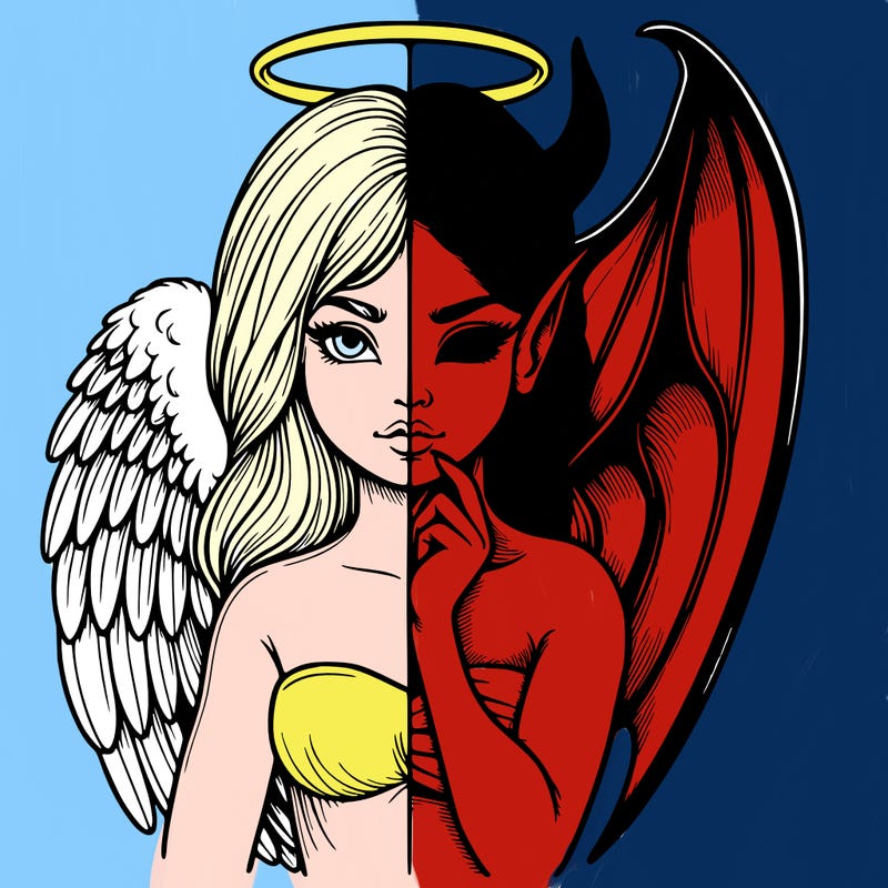 realistic angel half demon