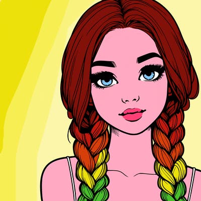 realistic girl with braids