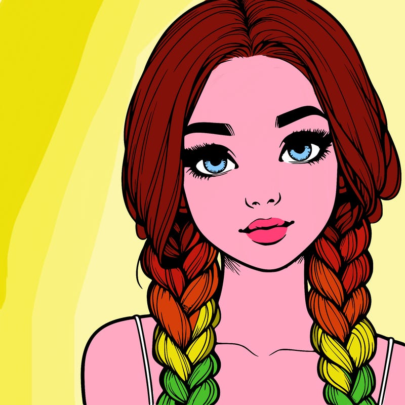 realistic girl with braids