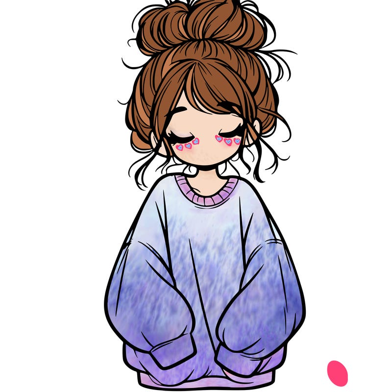 girl with baggy sweatshirt and messy bun
