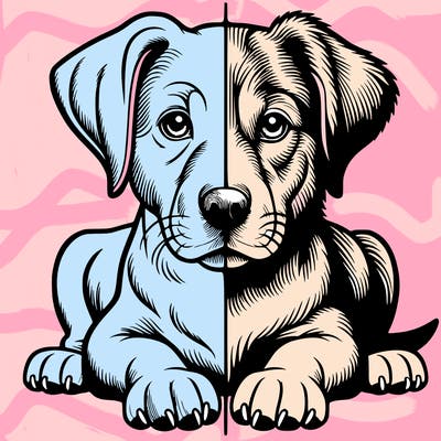 realistic dog split picture