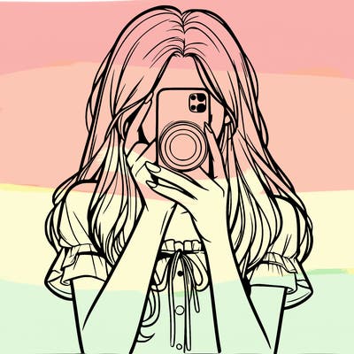 a realistic girl holding her phone taking pictures