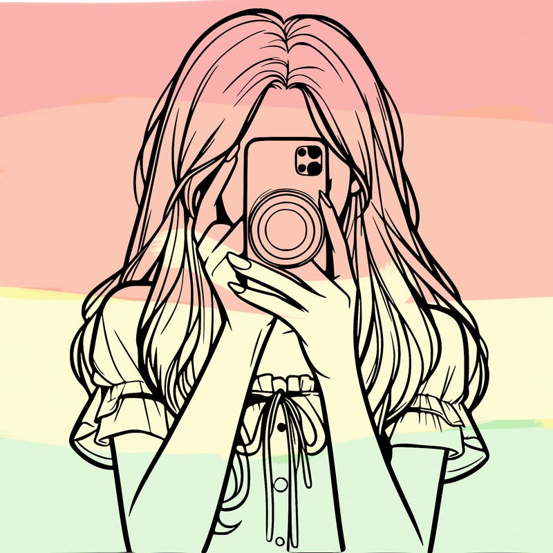 a realistic girl holding her phone taking pictures