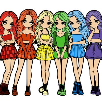 a group of girls realistic