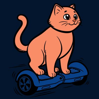 cat riding at hoverboard