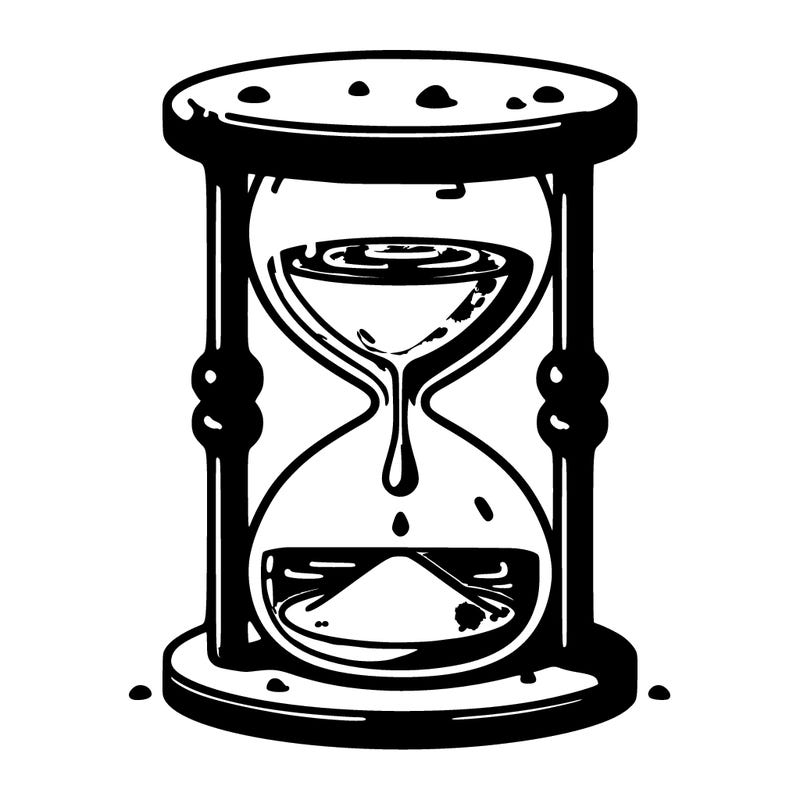 hour glass with sand falling into water pool on bottom level symbolizing air and water signs