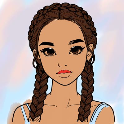realistic girl with braids