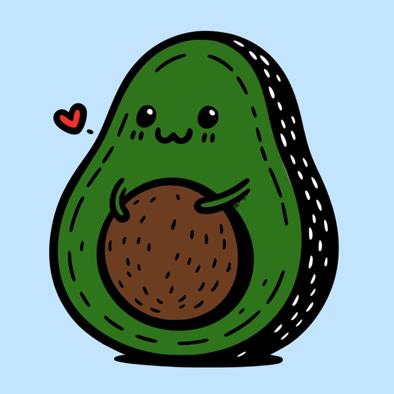 an avocado hugging an avocado