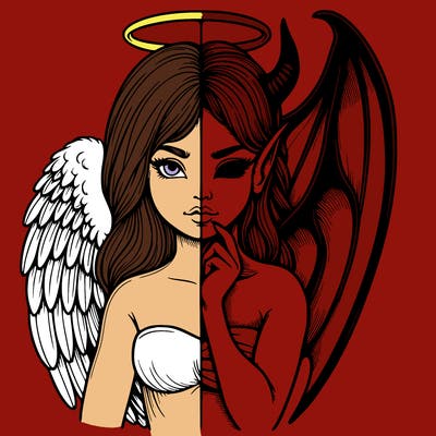 realistic angel half demon