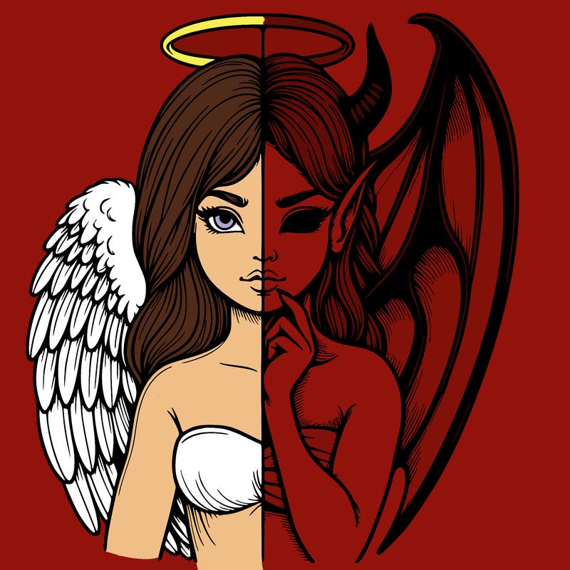 realistic angel half demon