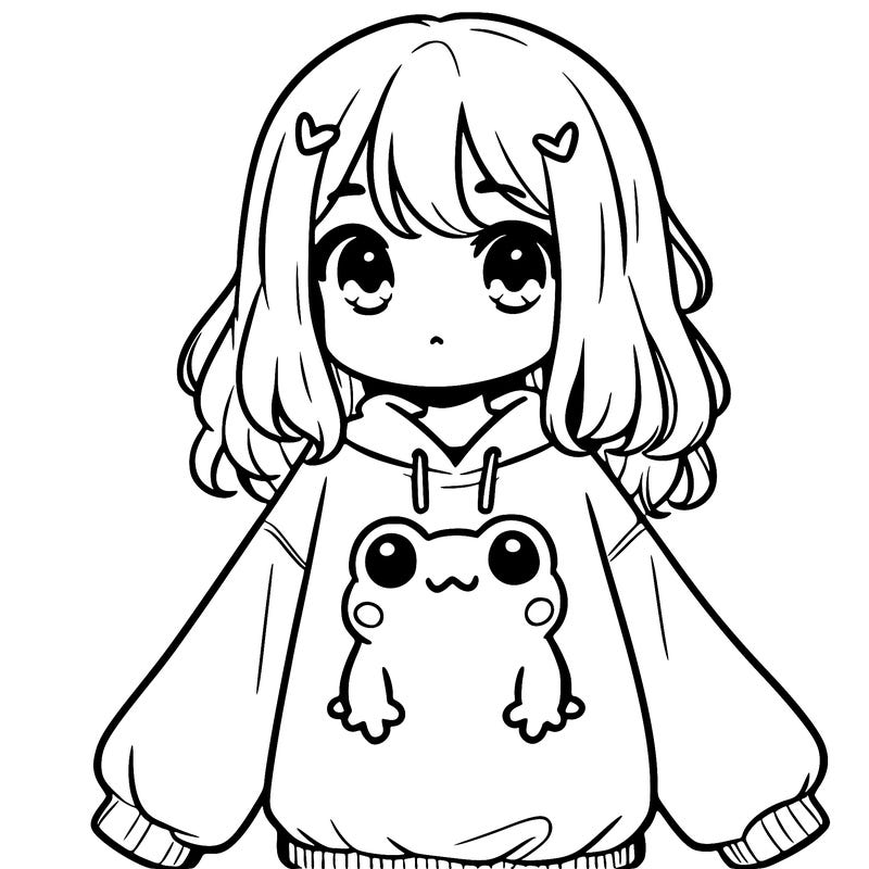girl wearing frogging sweatshirt