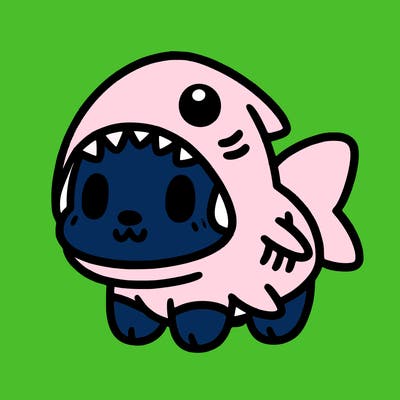 cute dog wearing a shark costume