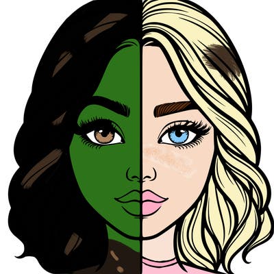 realistic girl split half