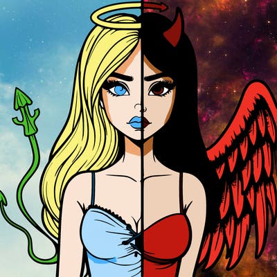 devil vs angel realistic girl
