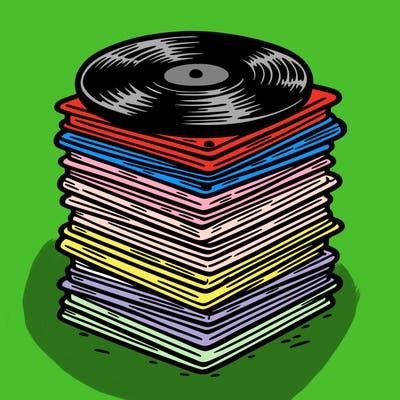 stack of record vinyls