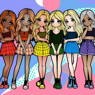 a group of girls realistic