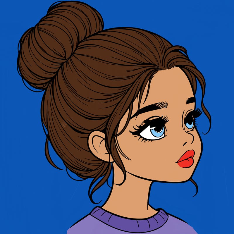realistic girl with bun
