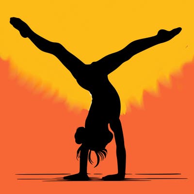 realistic gymnastic hand stand girl in four splits