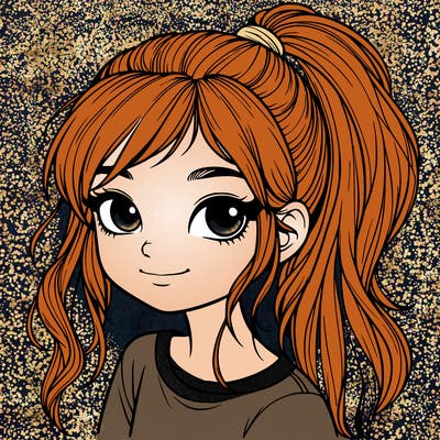 realistic girl with ponytail