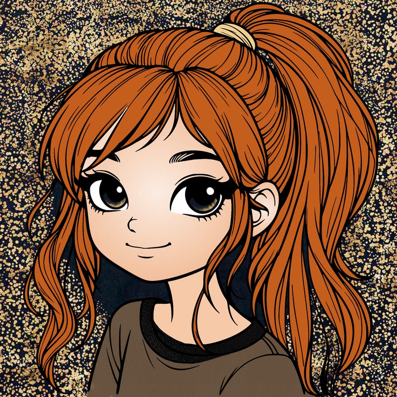 realistic girl with ponytail