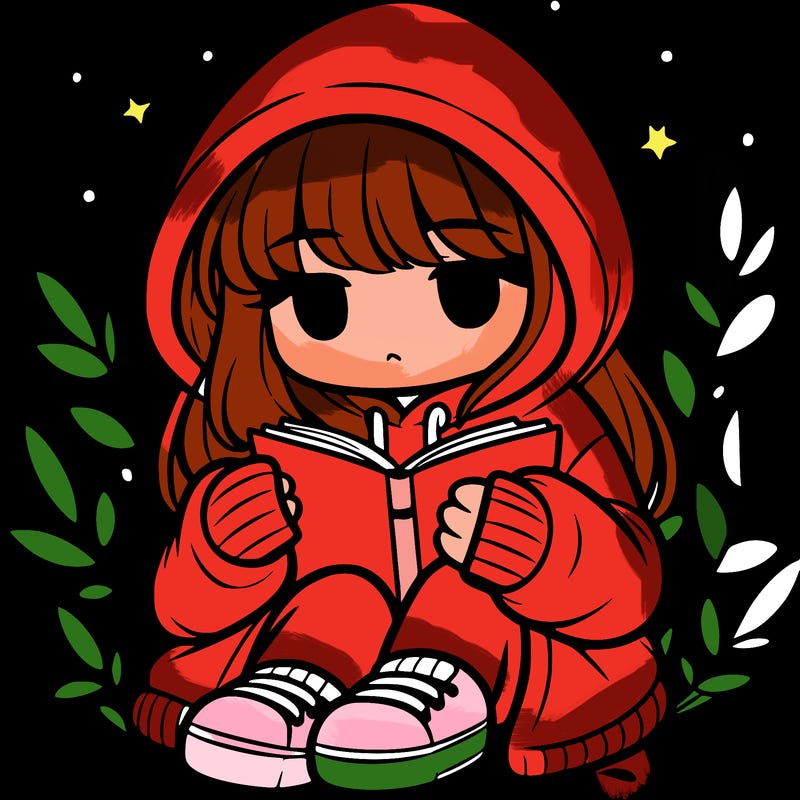 girl in oversized hoodie reading a book