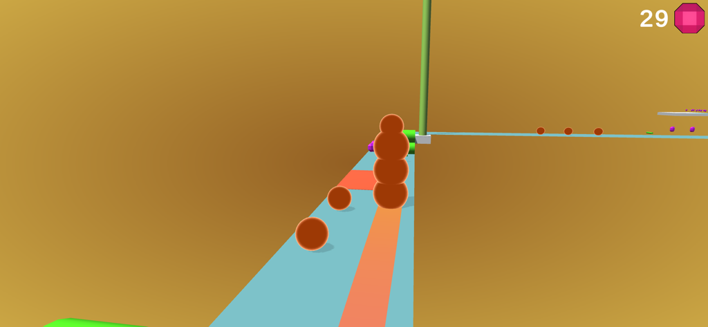 Handy-Gameplay zeigt einen Stapel brauner Blöcke, die sich auf einer Strecke in NET RATERODEN bewegen