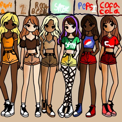a group of girls wearing crop tops and shorts