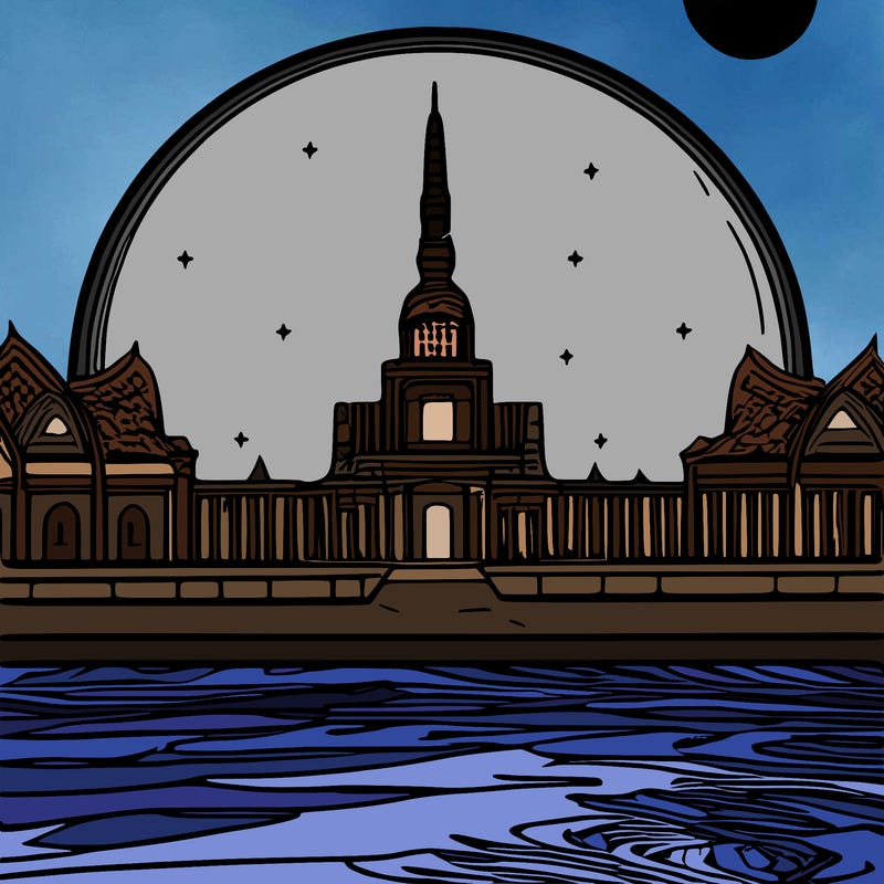 fantasy city on the moon