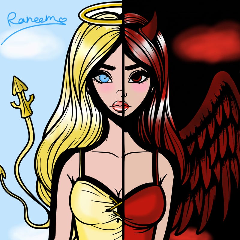 devil vs angel realistic girl