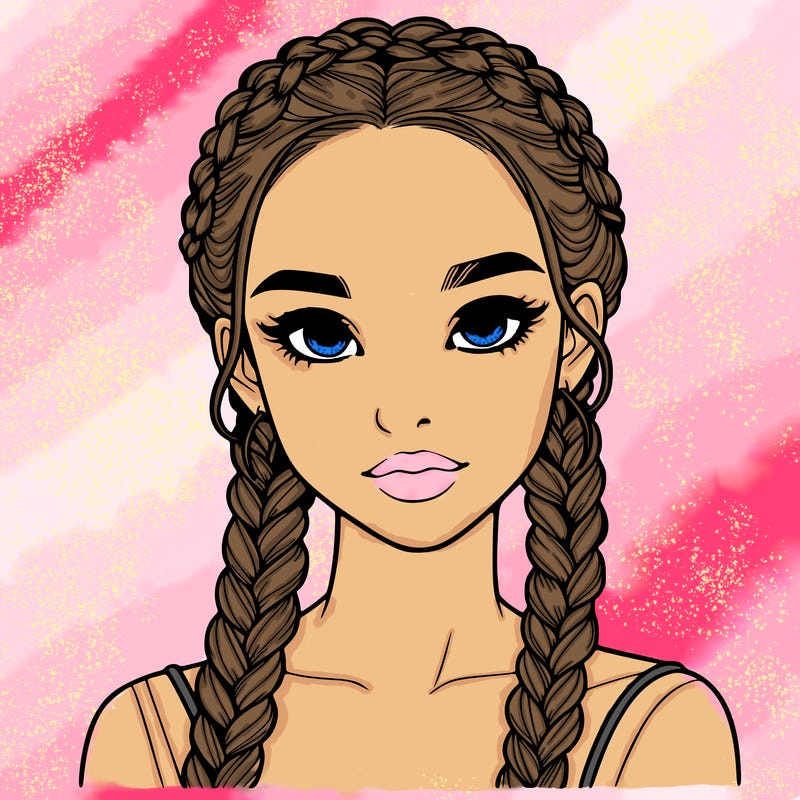 realistic girl with braids