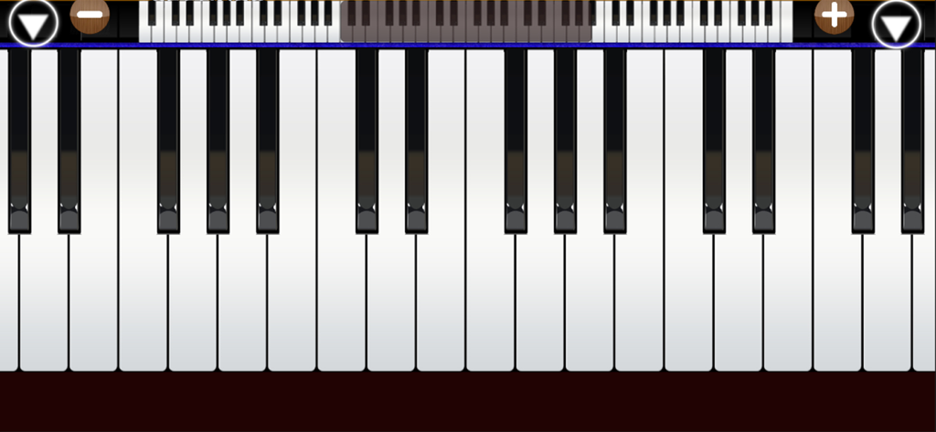 Piano Keyboard App: Play Music - Digital piano keyboard interface with 88 keys for music practice.