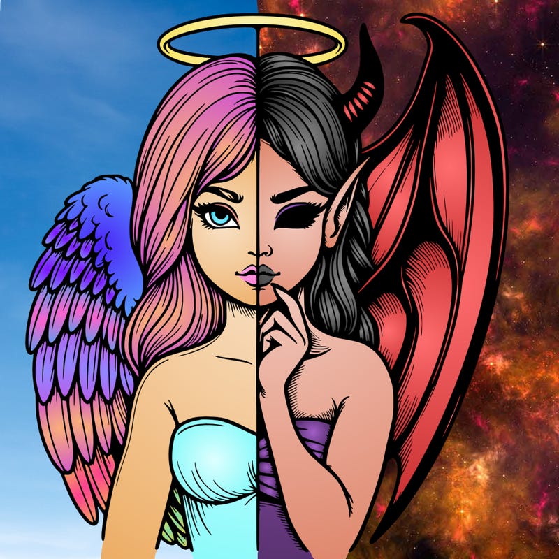 realistic angel half demon