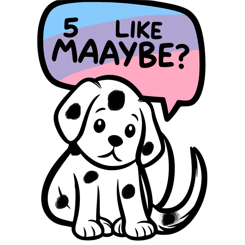a puppy that says 5 like maybe