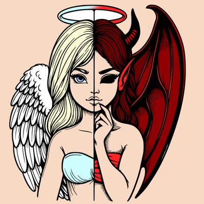 realistic angel half demon