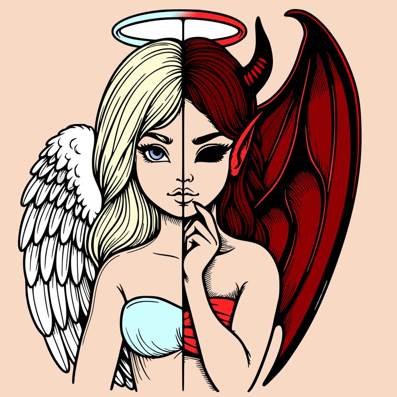 realistic angel half demon