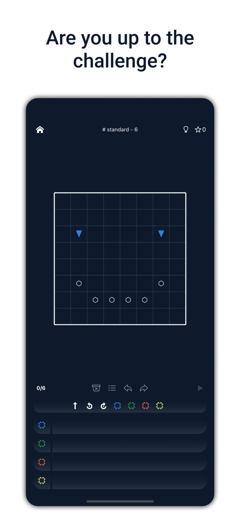 Screenshot of a logic level in Recursive Programming Puzzles featuring a grid and robot icons.