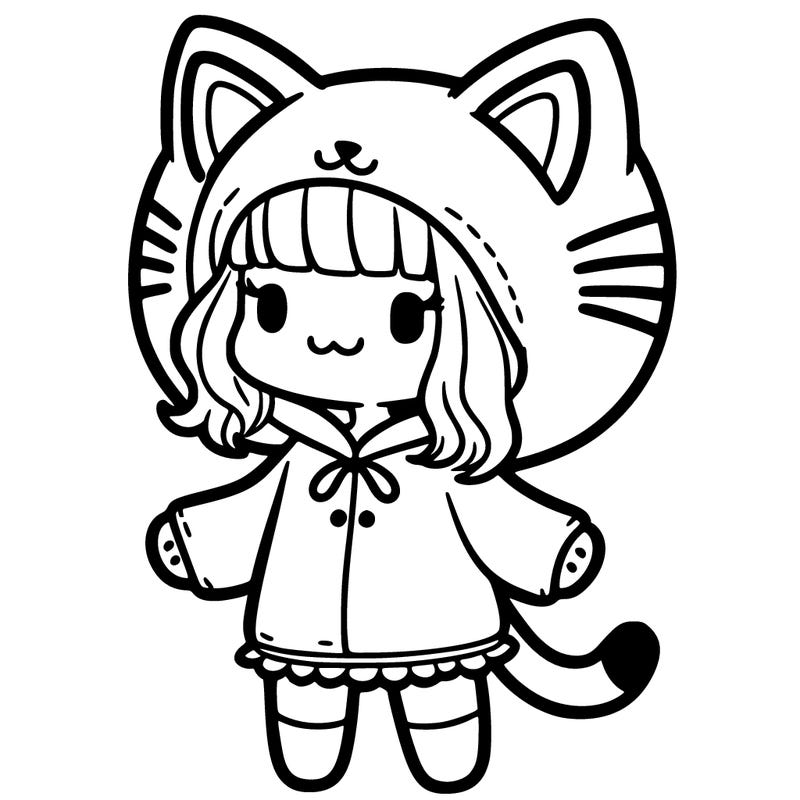 human girl in a cat costume