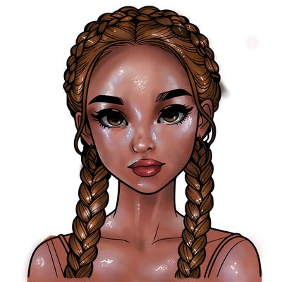 realistic girl with braids