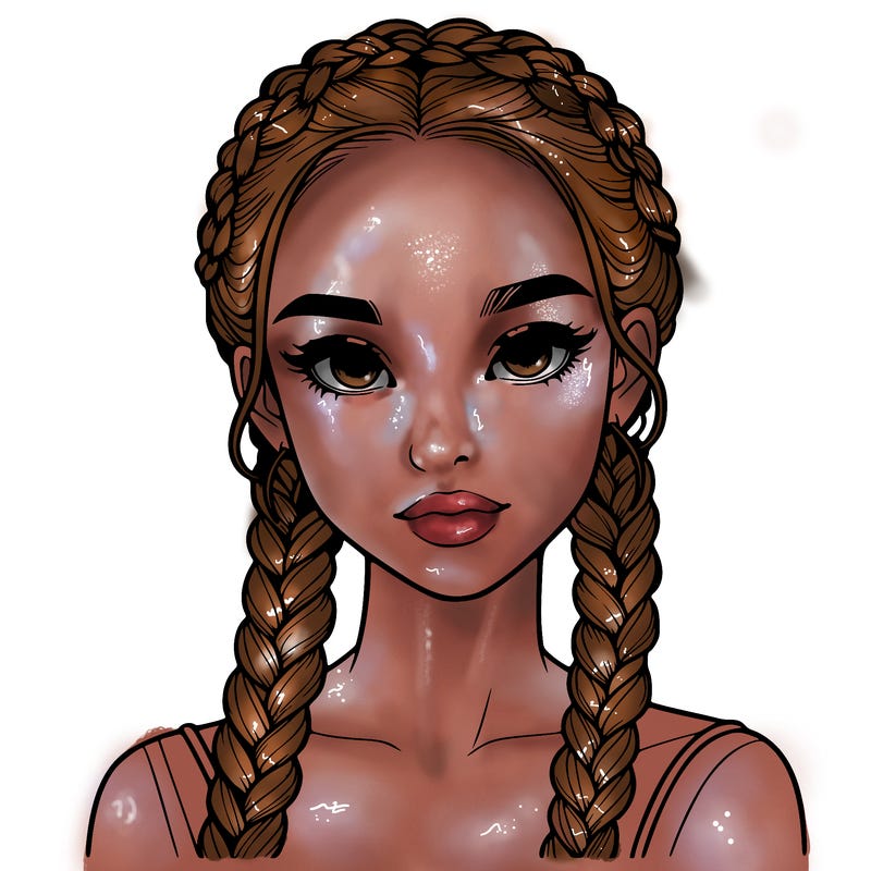realistic girl with braids