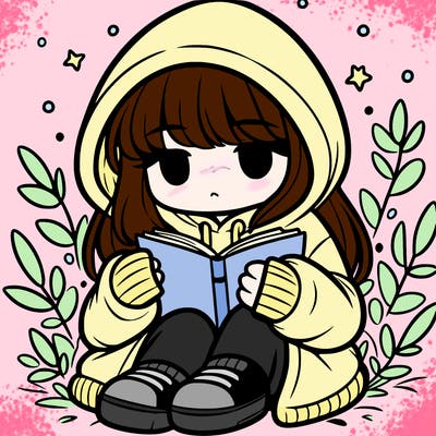 girl in oversized hoodie reading a book