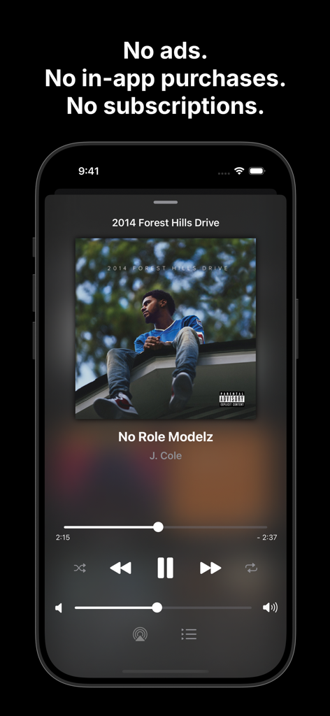 Sonora - Offline Music Player - Sonora offline music player interface showing the now playing screen with album art and playback controls