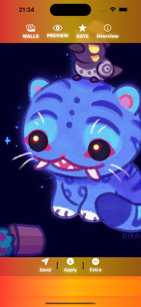 Kpop Wallpaper HD - Fanart - Digital fanart of a glowing neon blue tiger wallpaper in the Kpop wallpaper app preview