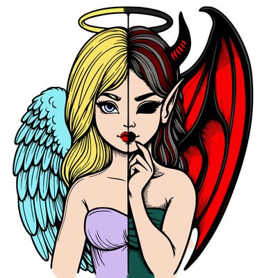 realistic angel half demon