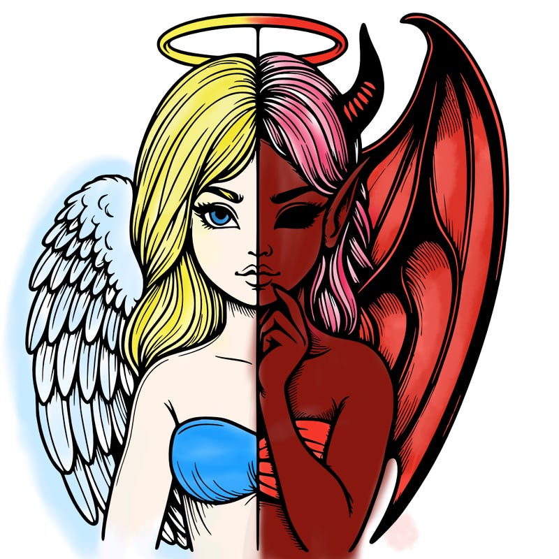 realistic angel half demon