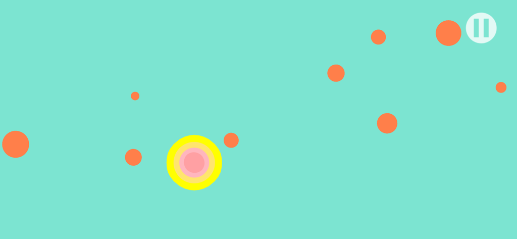 Dot Scale - Dot Scale game interface showing a large player dot among smaller orange dots on a teal background
