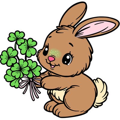 bunny with a bunch of clover