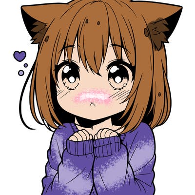 shy anime catgirl